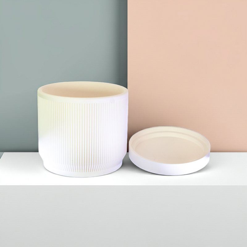Modern Ribbed Planter with Drip Tray