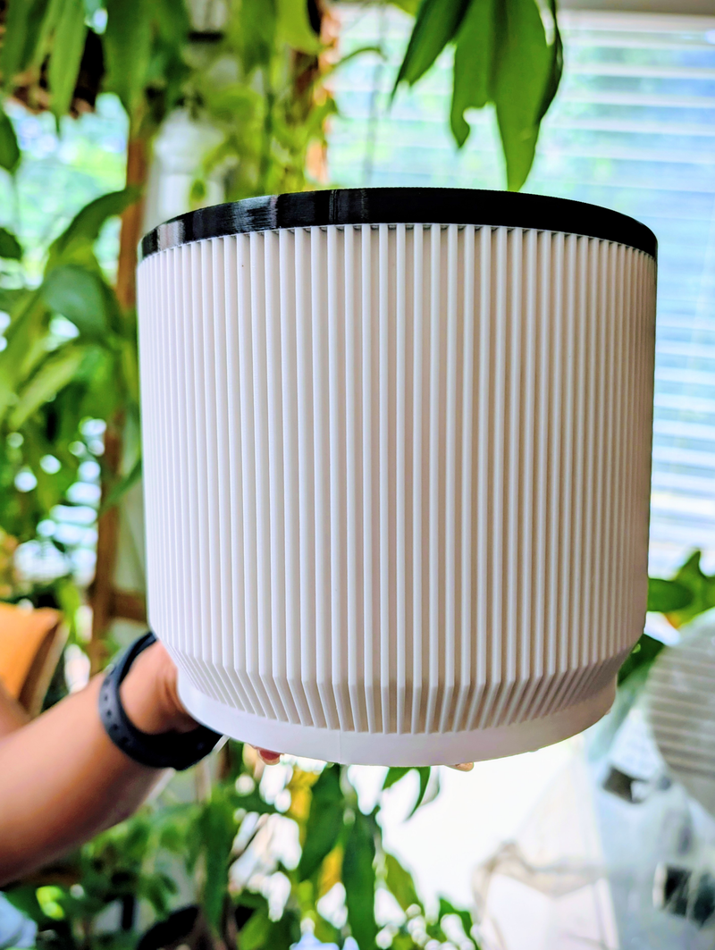 Modern Ribbed Planter with Drip Tray